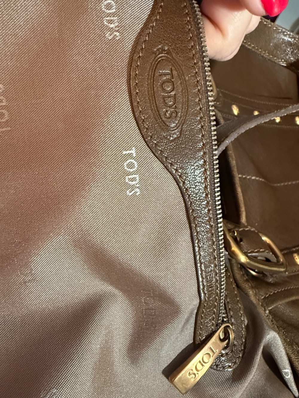 Tod's G-Bag Sacca Grande Brown Leather Tote Shoulder Bag with Dustbag - Picture 14 of 16
